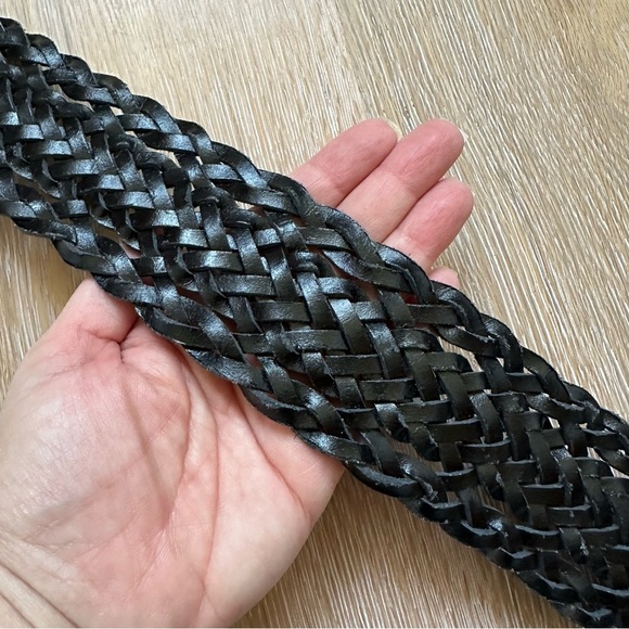 Vintage Y2K Concho Belt Woven Braided Black w/Antique Brass Buckle Boho Chico - Picture 6 of 11